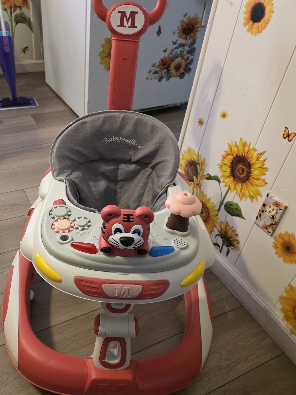 Kids Red and Gray Toddler Walker with Interactive Toys